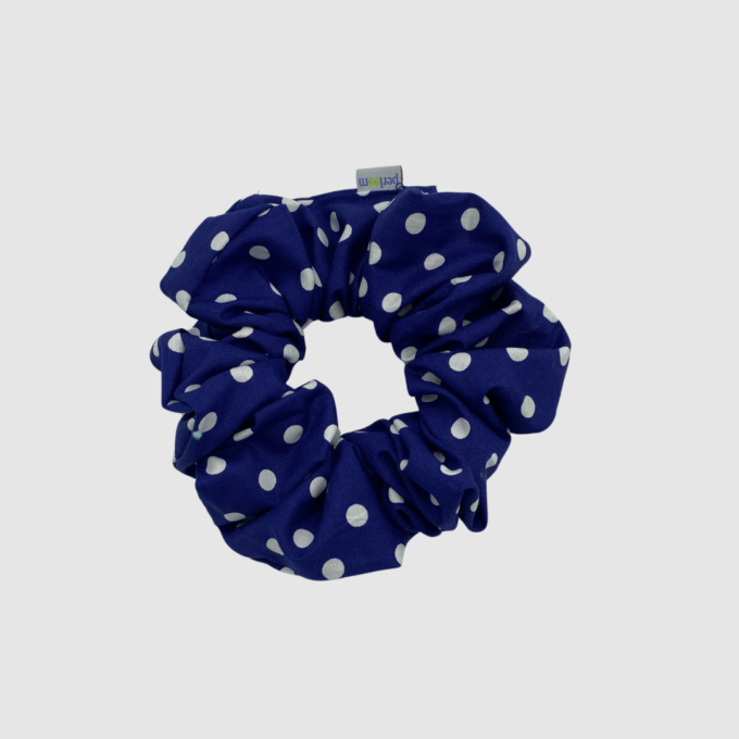 XL ΥΦΑΣΜΑΤΙΝΑ SCRUNCHIES - Polka Blue