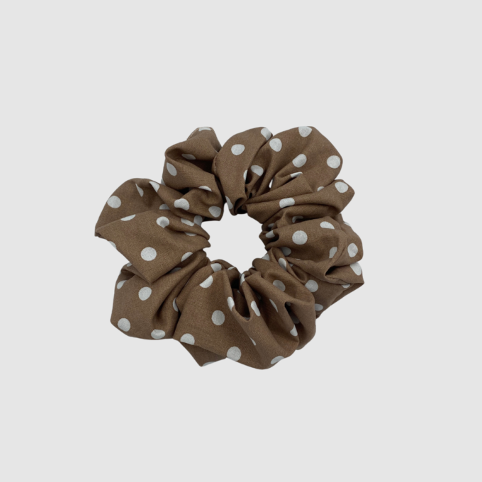 XL ΥΦΑΣΜΑΤΙΝΑ SCRUNCHIES - Polka Brown