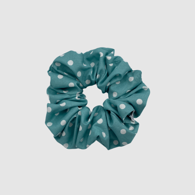 XL ΥΦΑΣΜΑΤΙΝΑ SCRUNCHIES - Polka Teal