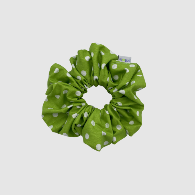 XL ΥΦΑΣΜΑΤΙΝΑ SCRUNCHIES - Polka Green