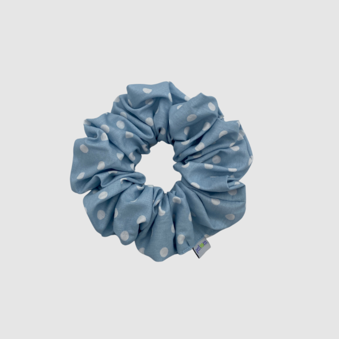 XL ΥΦΑΣΜΑΤΙΝΑ SCRUNCHIES - Polka Light Blue