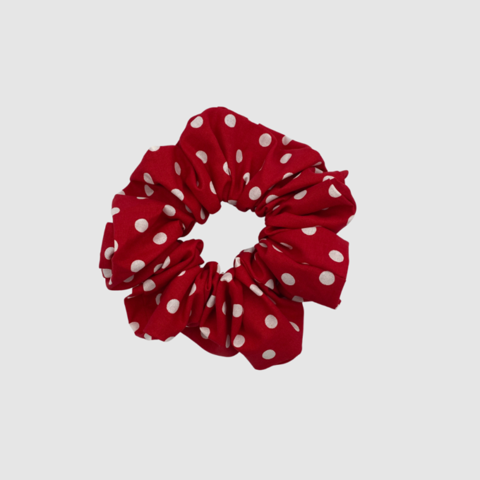 XL ΥΦΑΣΜΑΤΙΝΑ SCRUNCHIES - Polka Red