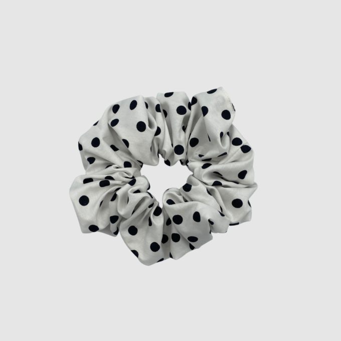 XL ΥΦΑΣΜΑΤΙΝΑ SCRUNCHIES - Polka White