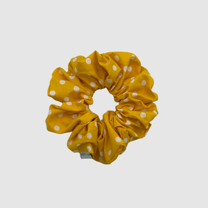 XL ΥΦΑΣΜΑΤΙΝΑ SCRUNCHIES - Polka Yellow